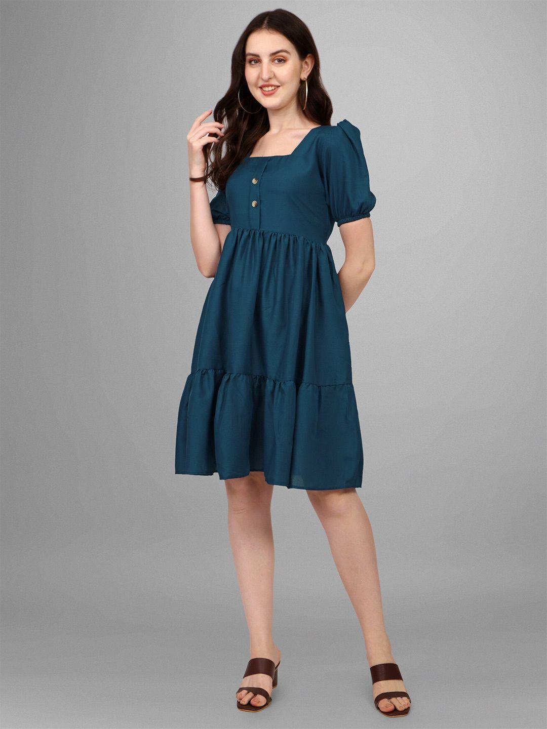 femvy puff sleeve fit & flare dress