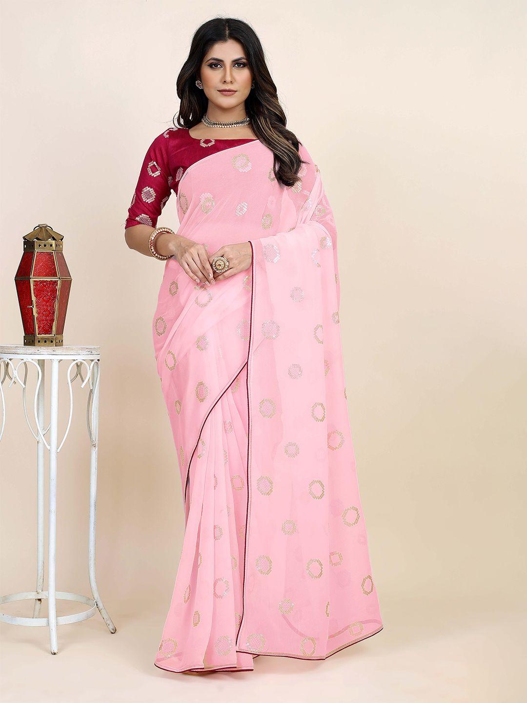 mitera geometric embroidered sequinned saree