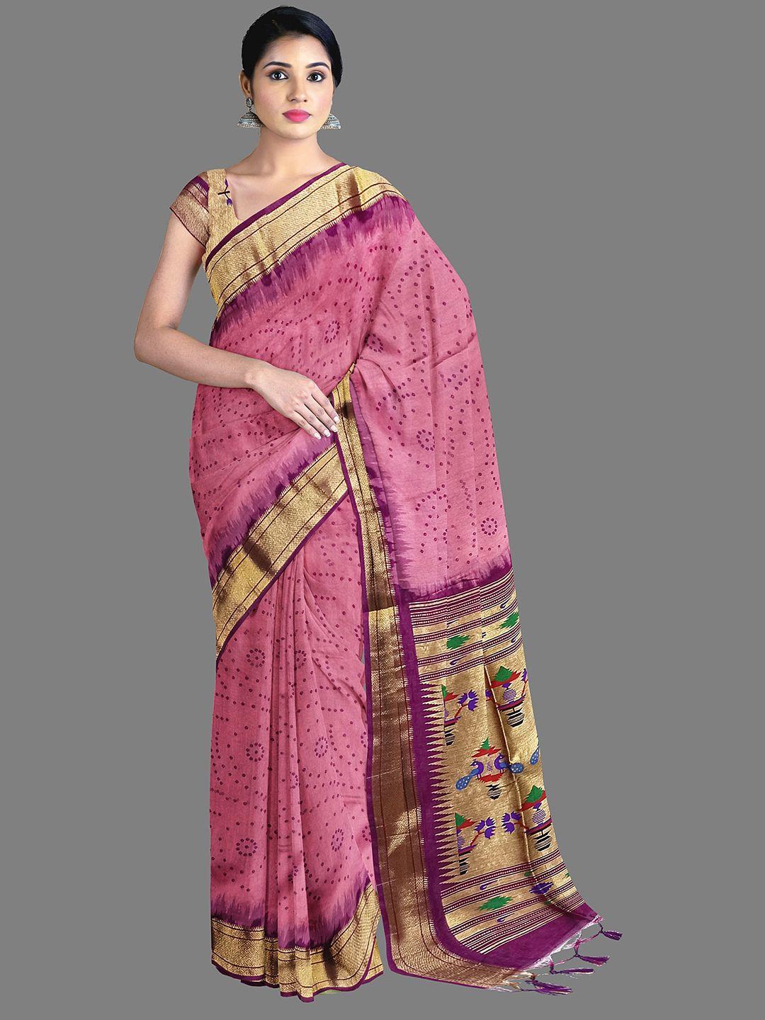 the chennai silks bandhani zari cotton chanderi saree