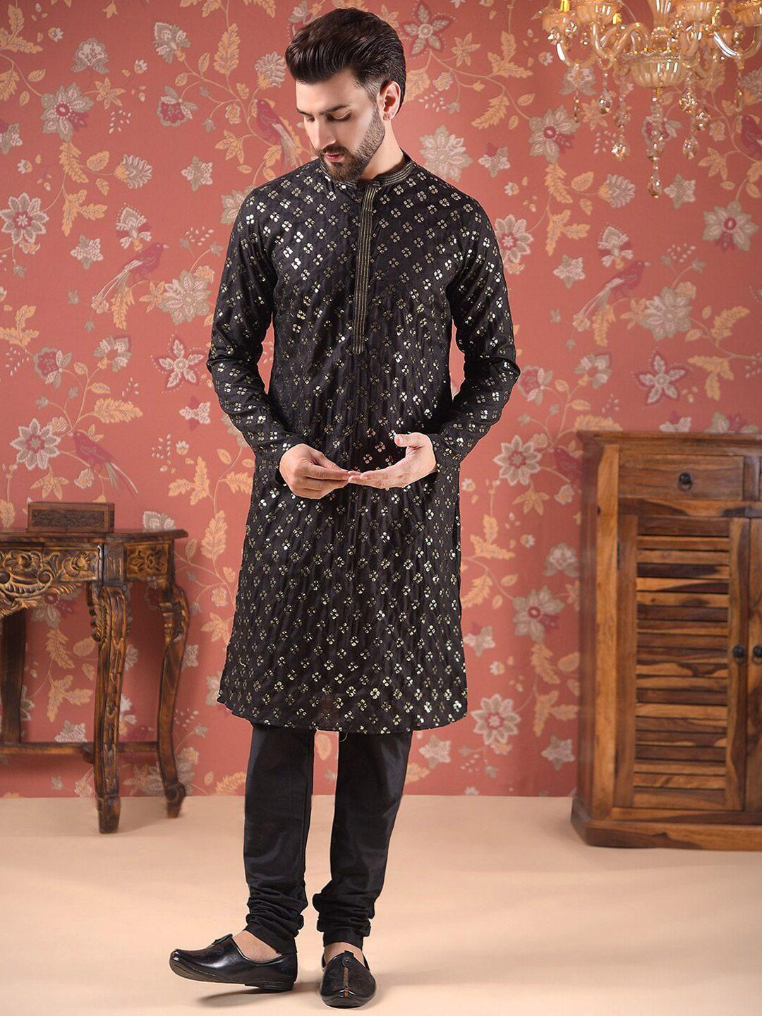 house of pataudi embroidered straight kurta with churidar