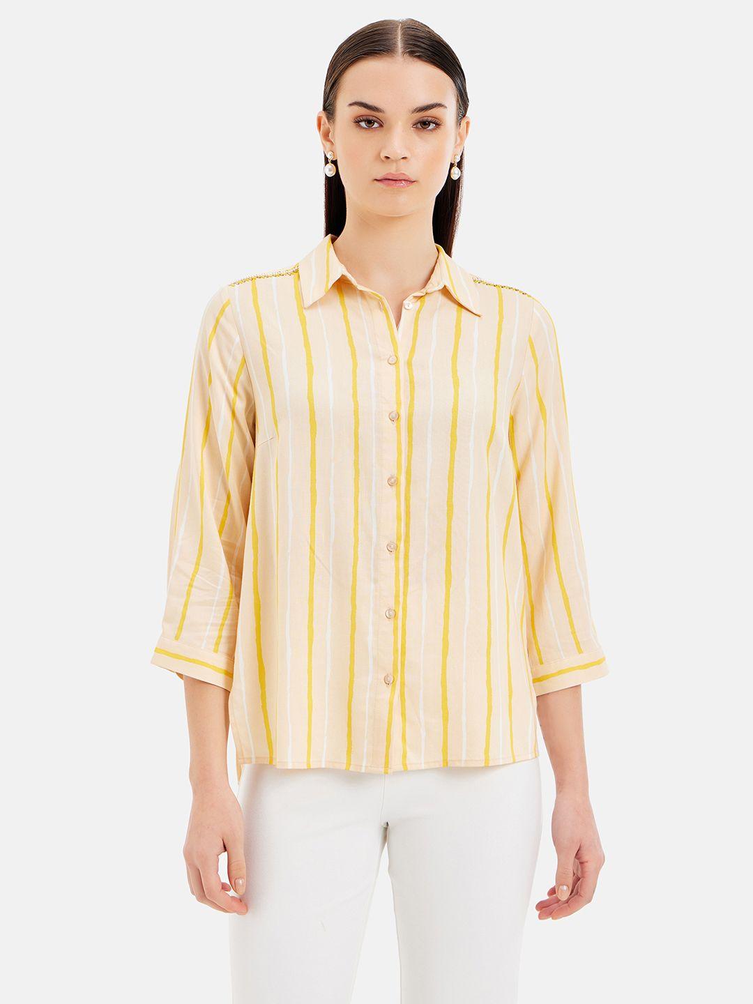 kazo standard fit striped cotton casual shirt