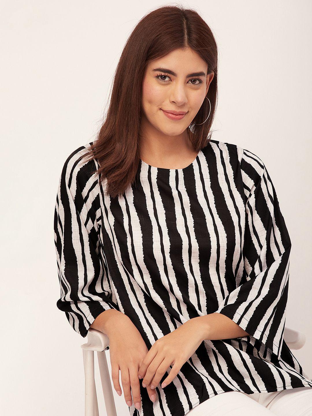 moomaya striped crepe high-low top