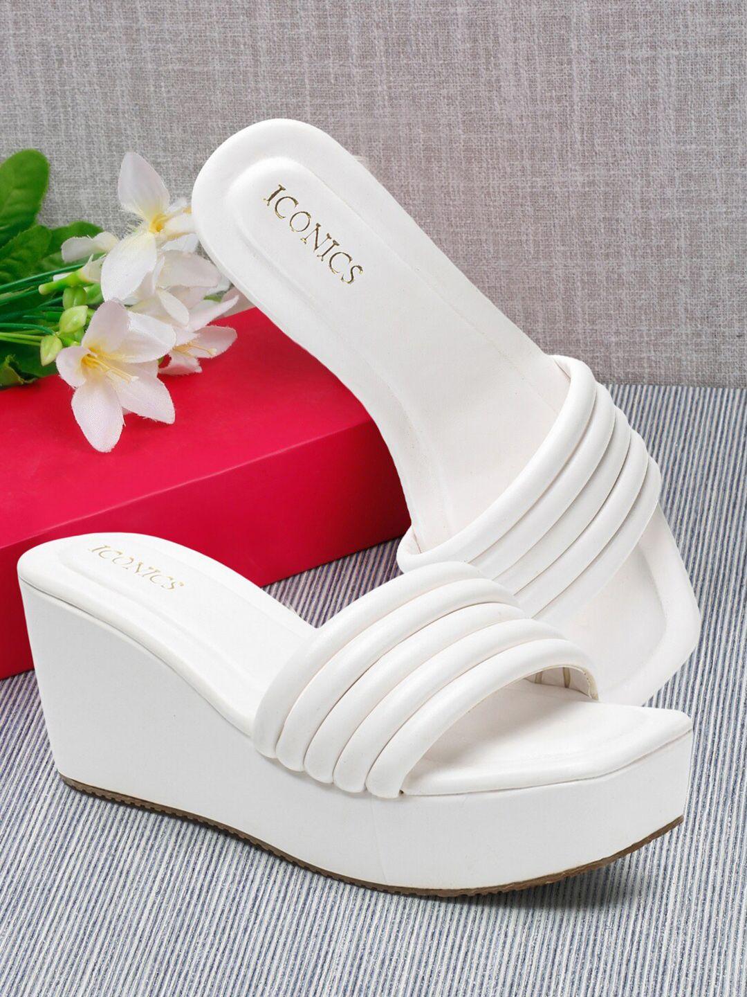 iconics striped wedge heels