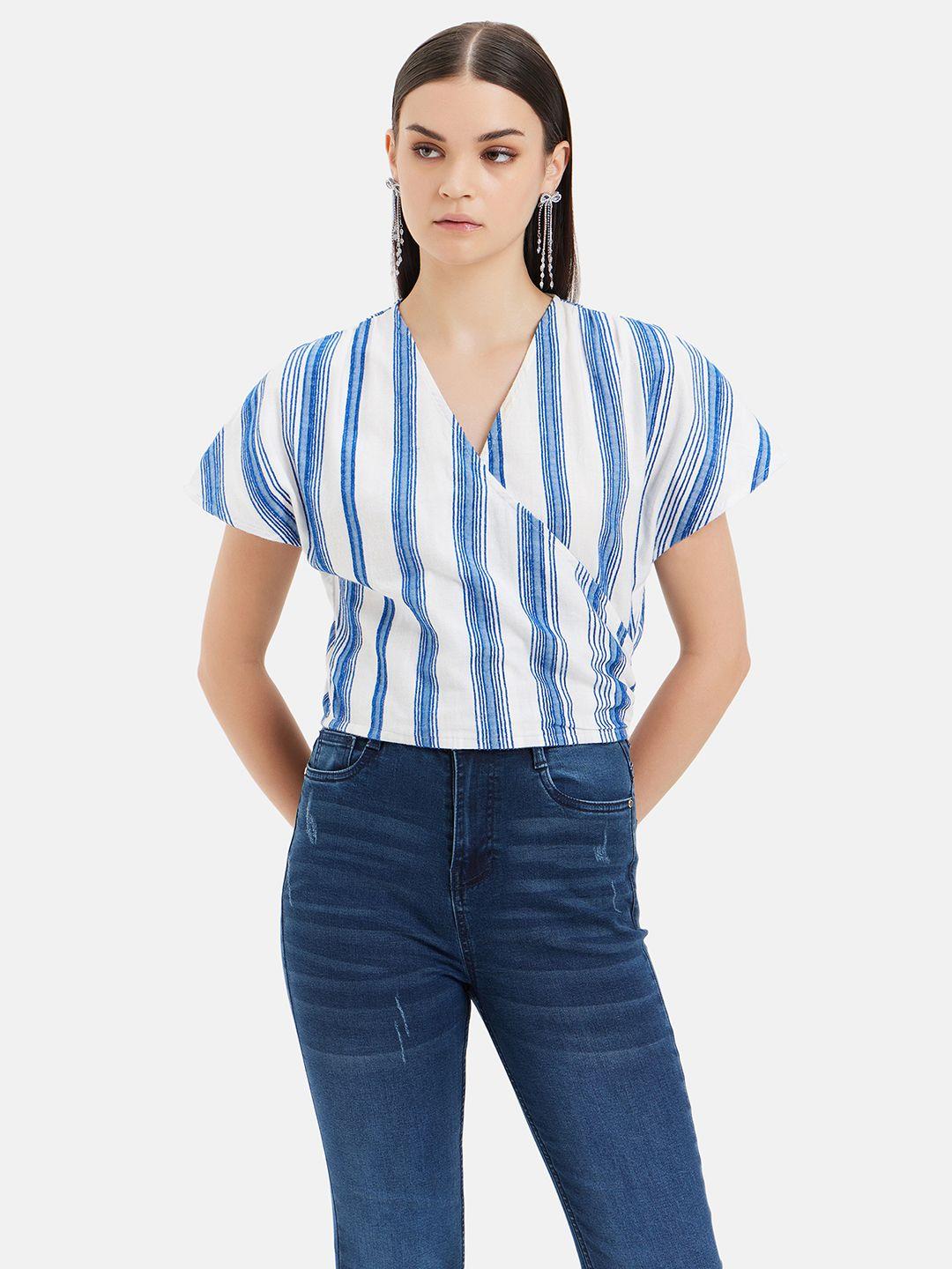 kazo vertical striped extended sleeves cotton top