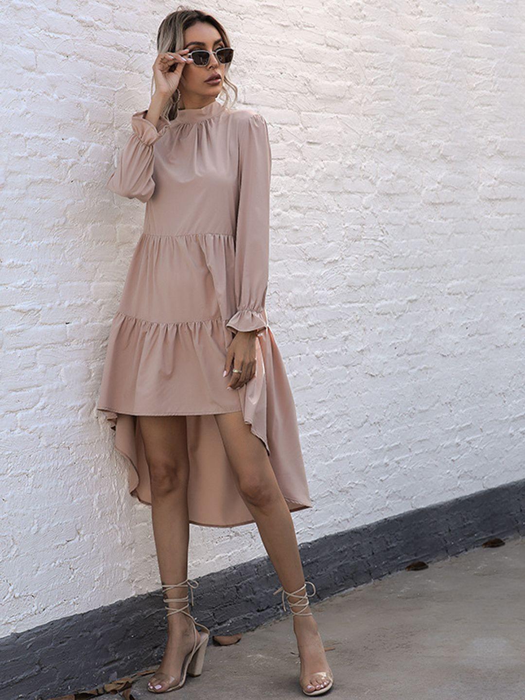 stylecast khaki bell sleeve layered a-line midi dress