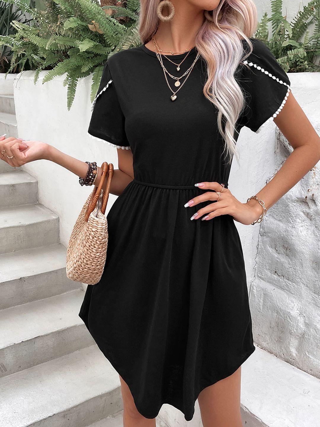 stylecast round neck short flared sleeves a-line dress