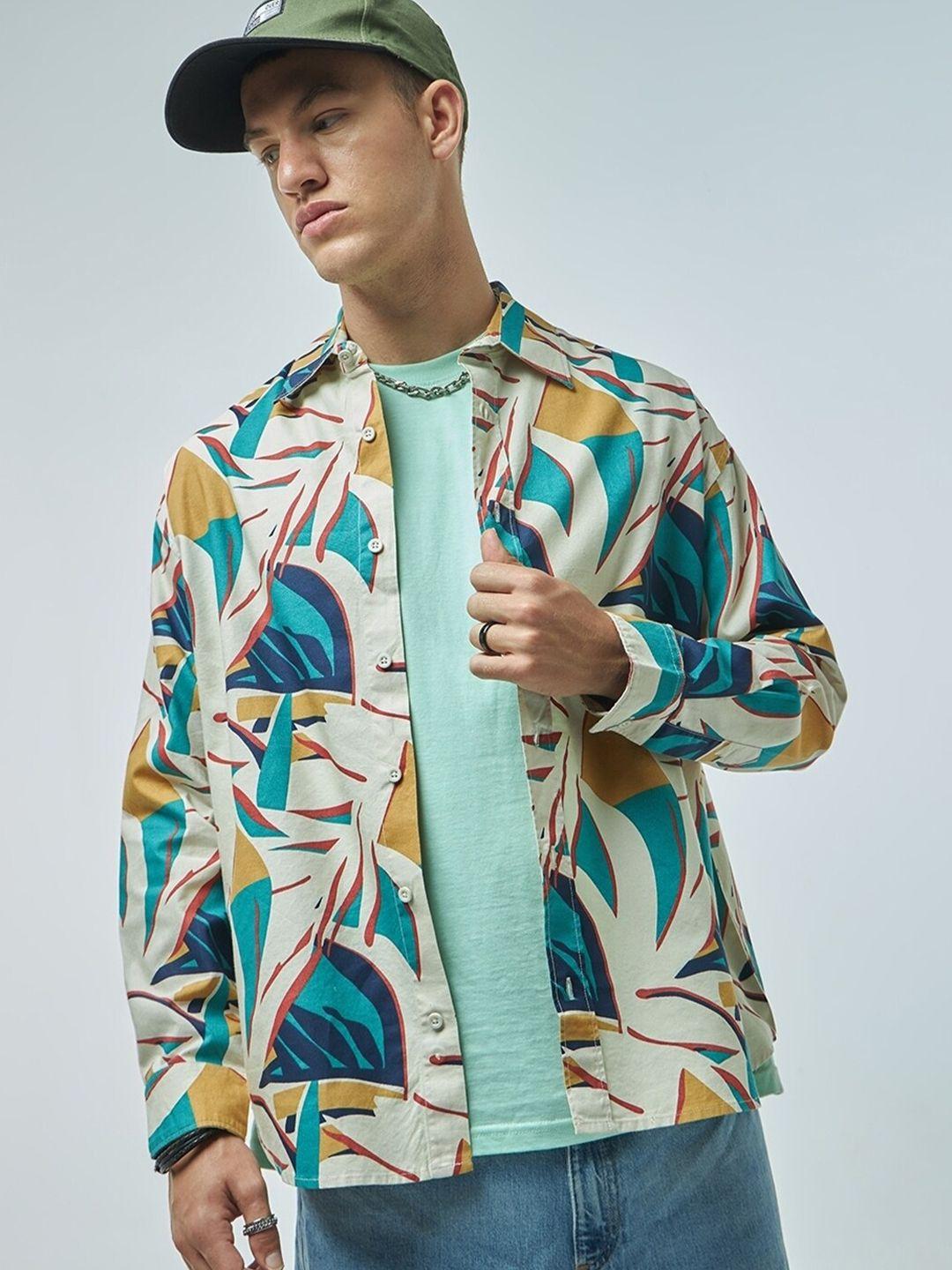 bewakoof floral printed oversized cotton casual shirt