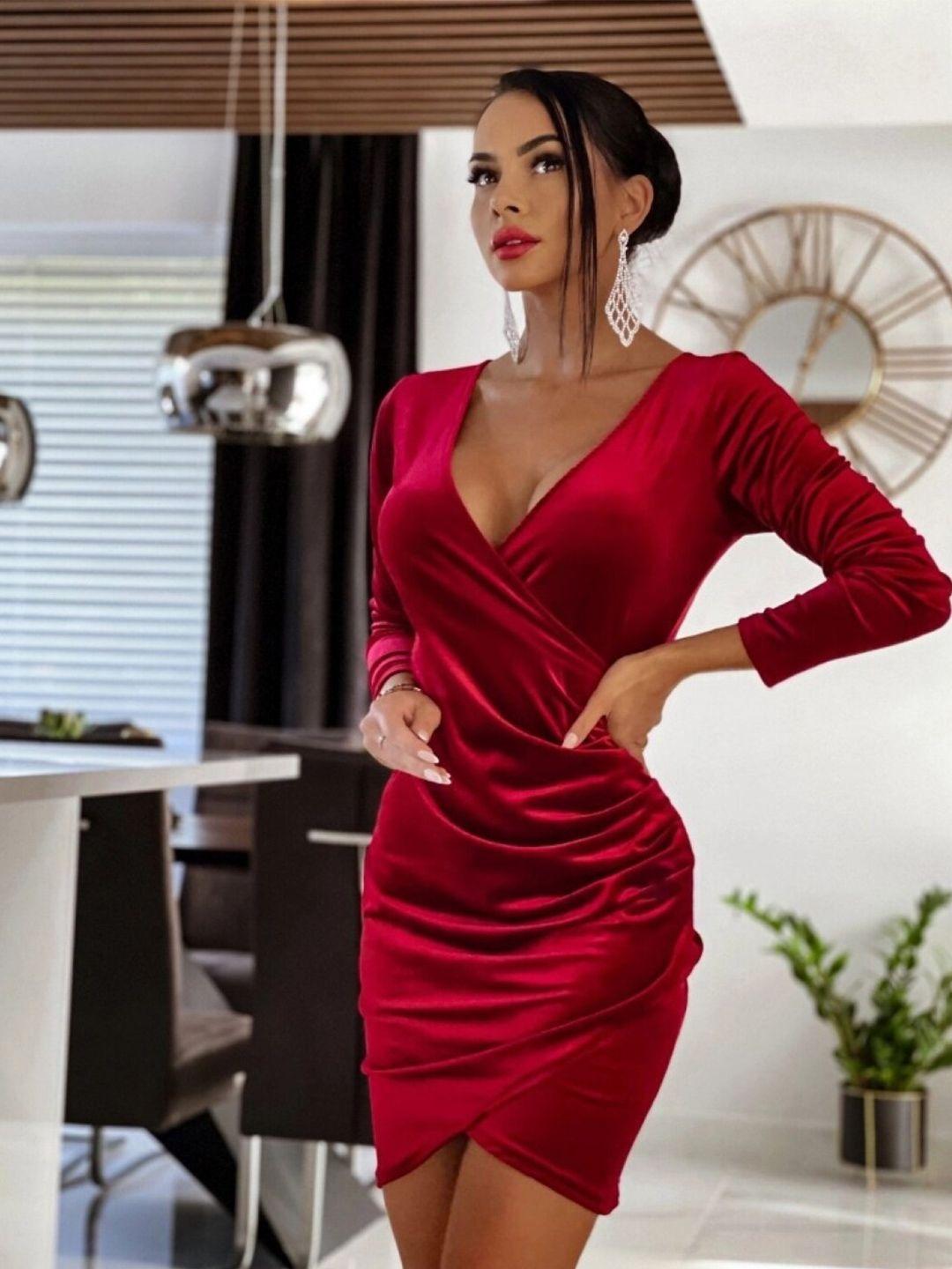 stylecast red v-neck bodycon dress