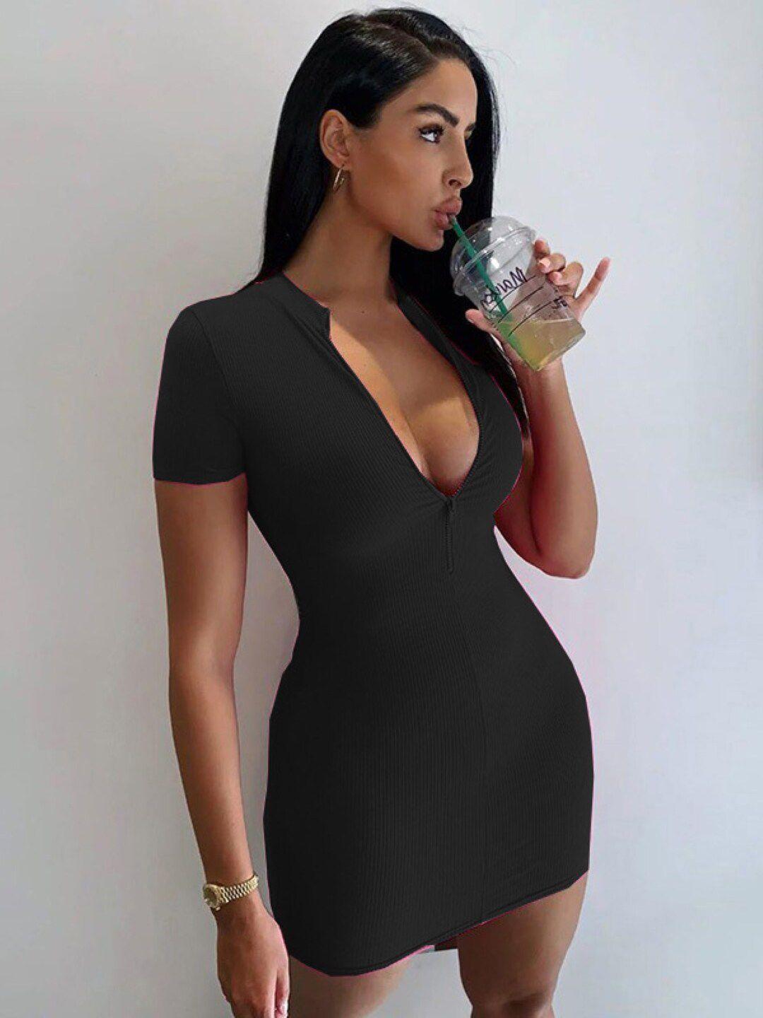 stylecast black v-neck bodycon dress