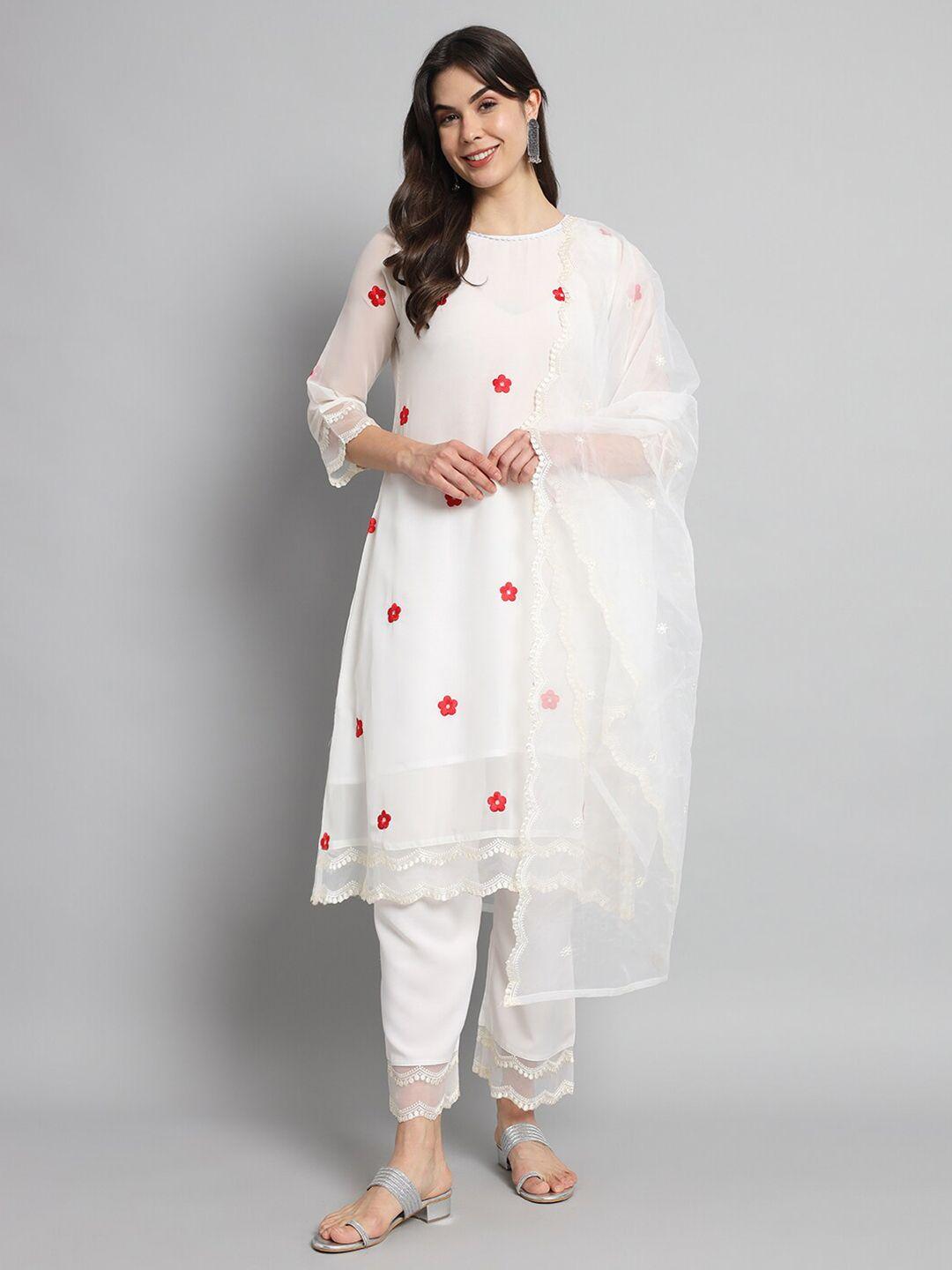 japnaam floral embroidered regular thread work kurta with trousers & dupatta