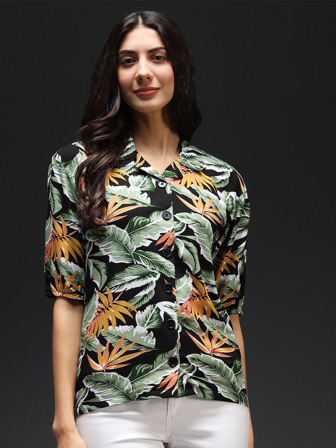 kannan floral printed shirt collar woven top