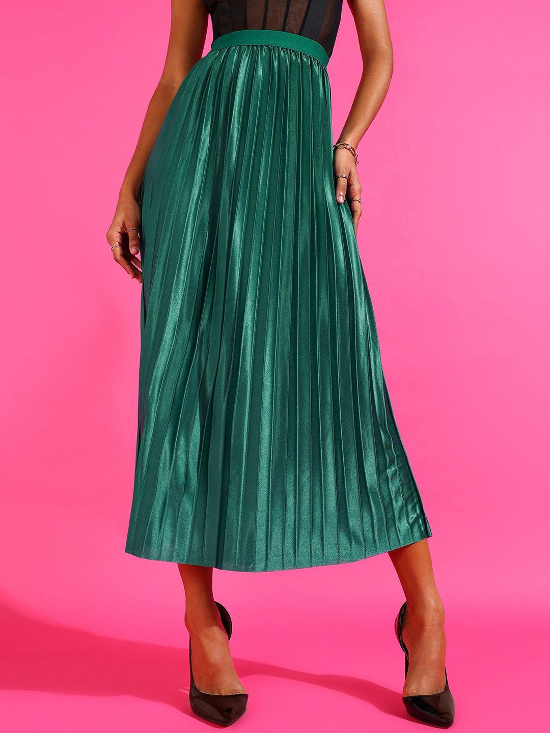 sheczzar pleated flared midi skirts