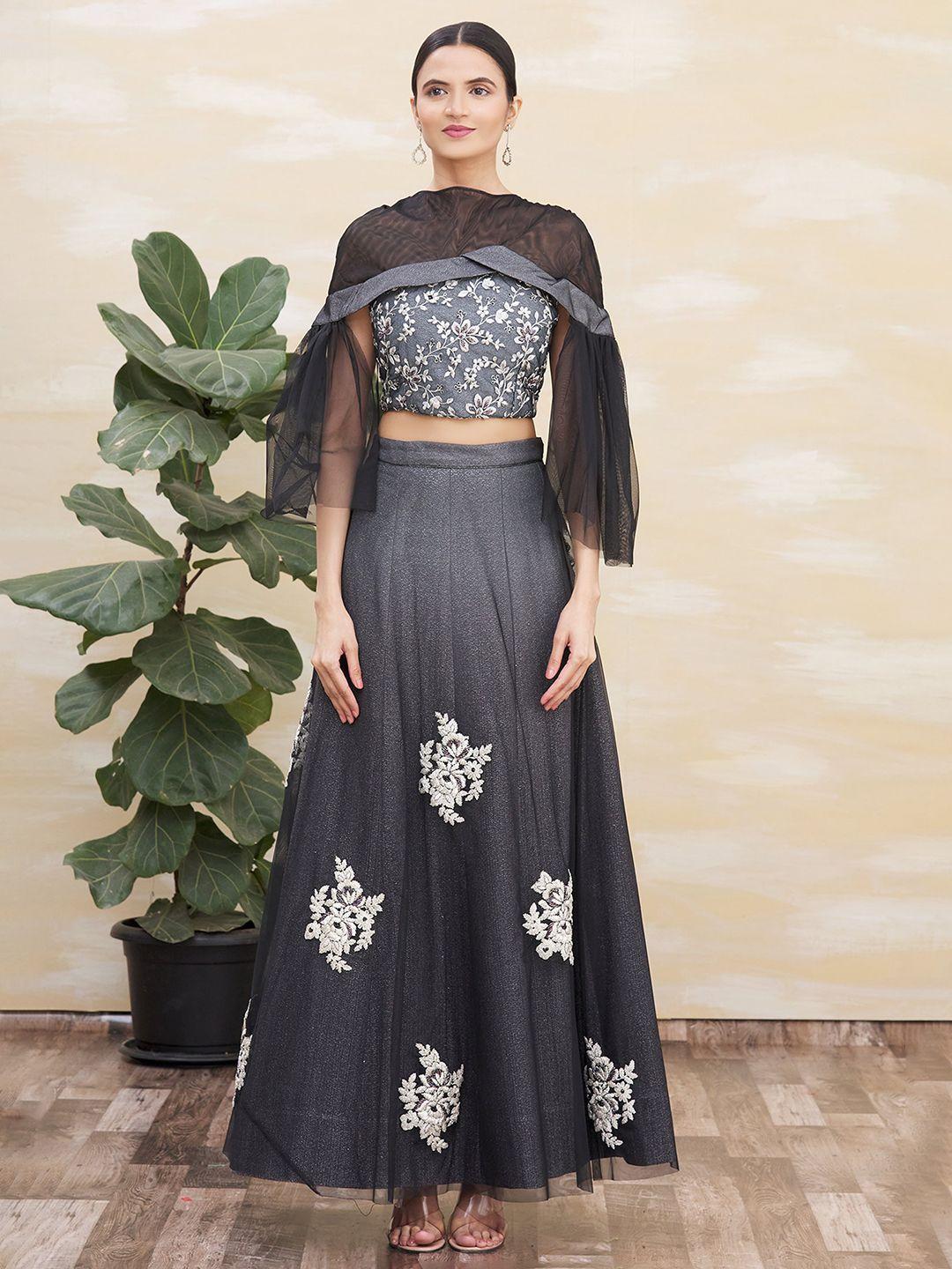 sangria floral embroidered boat neck ready to wear lehenga choli