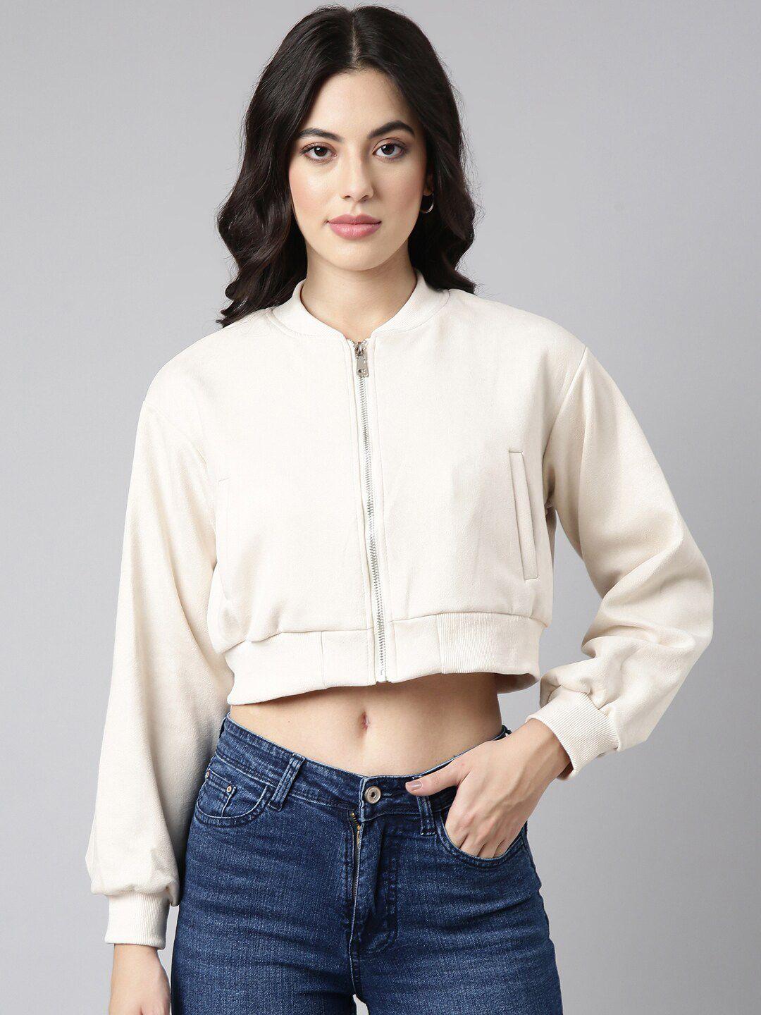 showoff stand collar windcheater crop bomber jacket