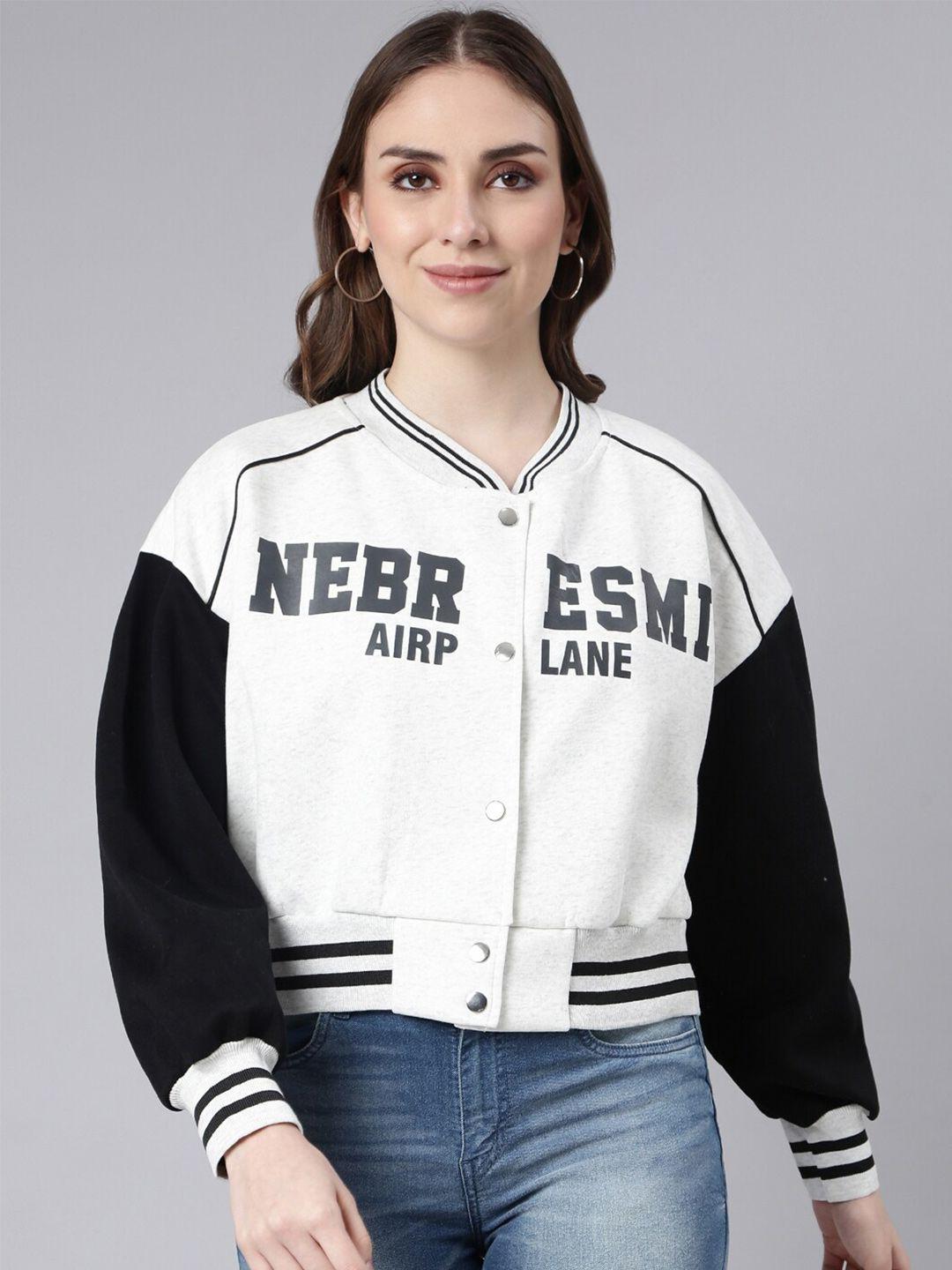 showoff colourblocked windcheater crop varsity jacket