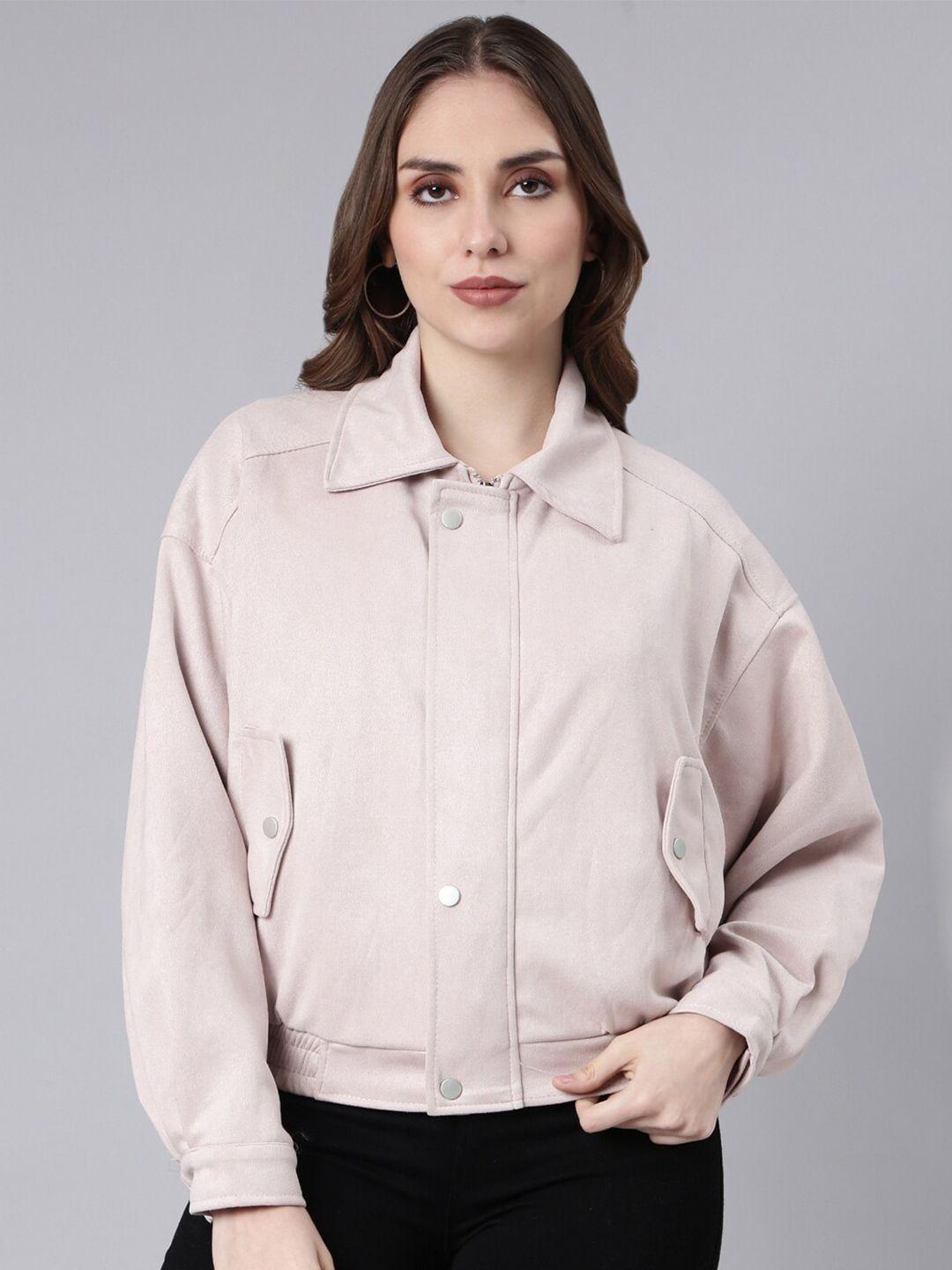 showoff spread collar long sleeves windcheater crop bomber jacket