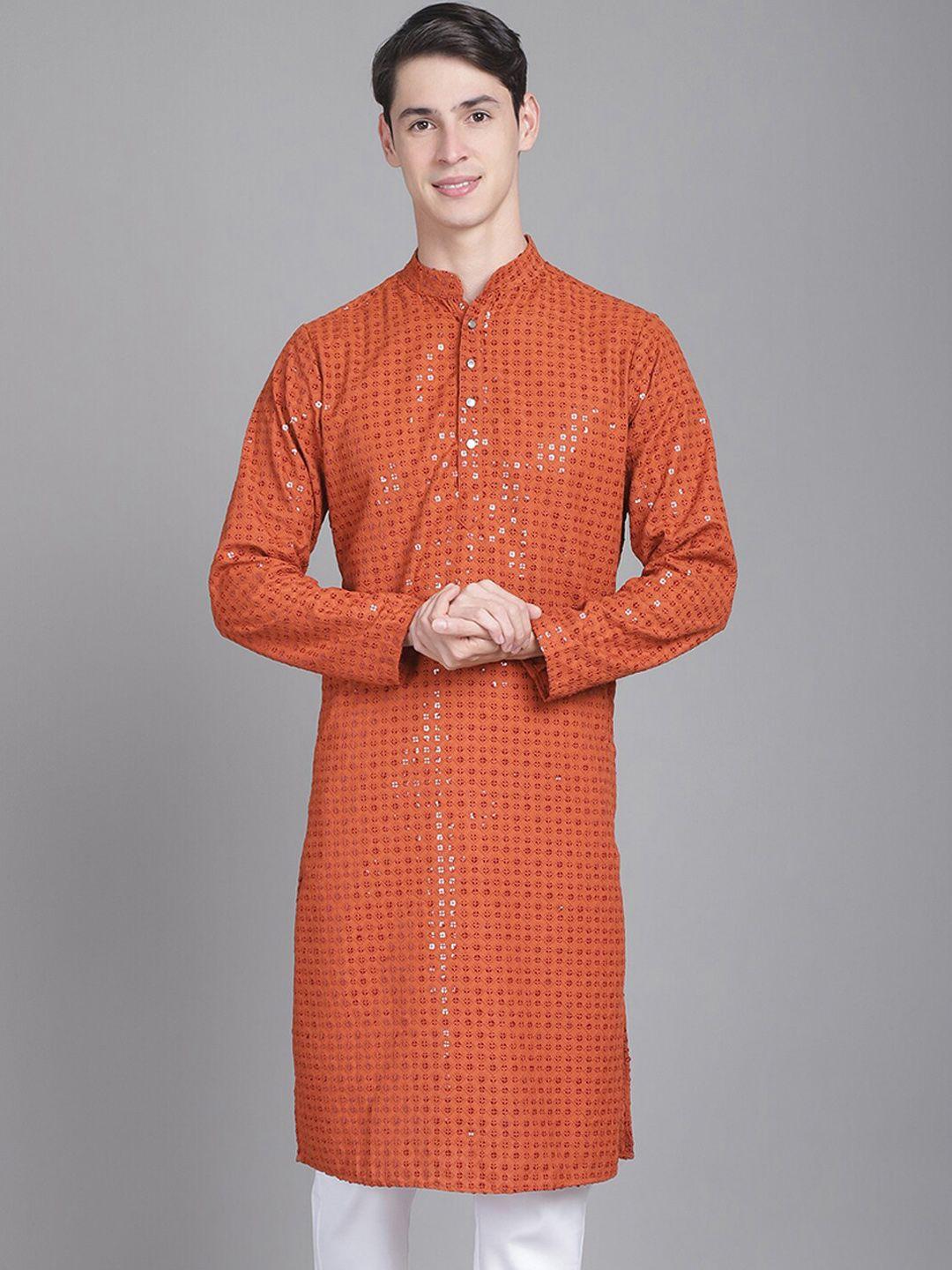 majestic man embroidered sequined mandarin collar straight kurta