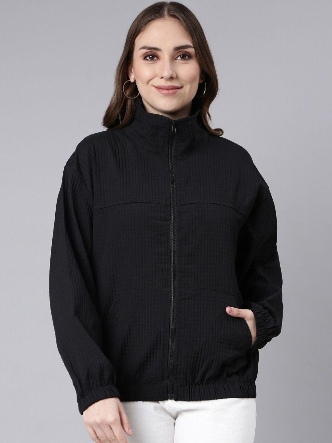 showoff mock collar windcheater taslon crop oversized bomber jacket