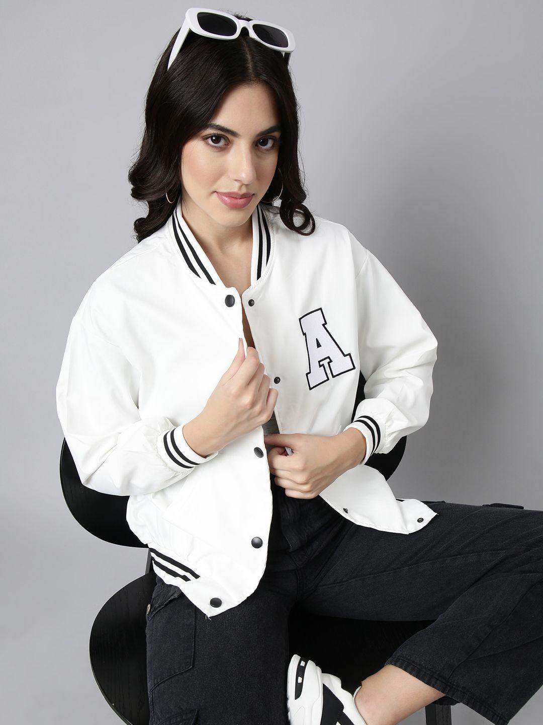 showoff stand collar windcheater taslon oversized varsity jacket