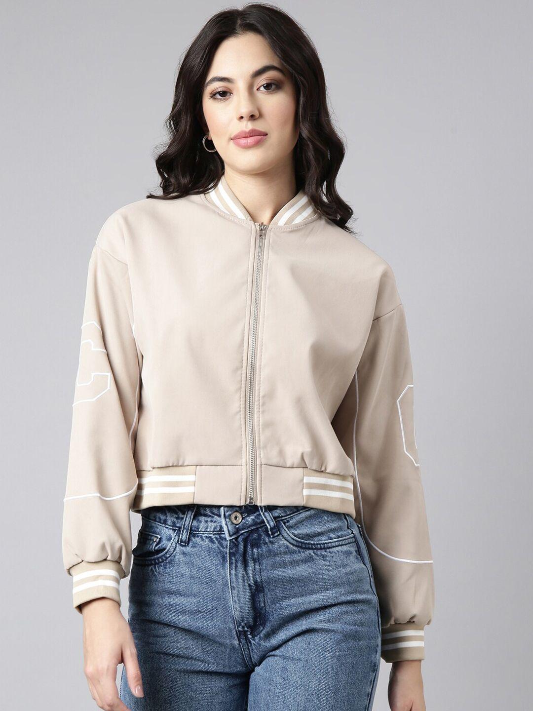 showoff stand collar windcheater taslon crop bomber jacket