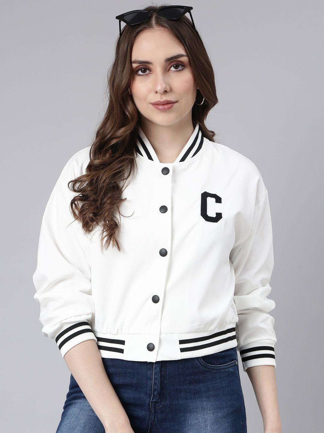 showoff stand collar windcheater taslon crop varsity jacket