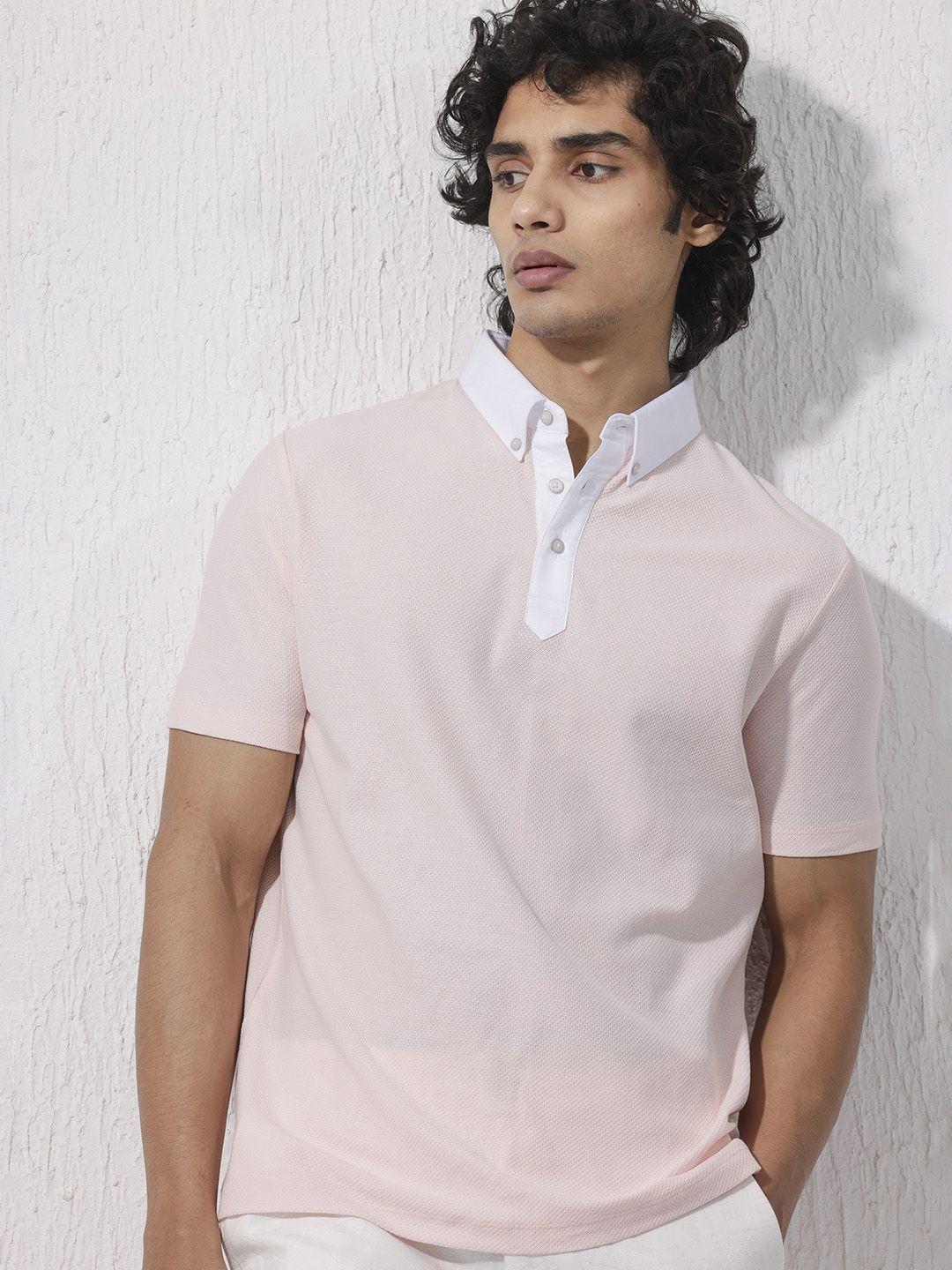 rare rabbit button down collar short sleeves cotton slim fit t-shirt