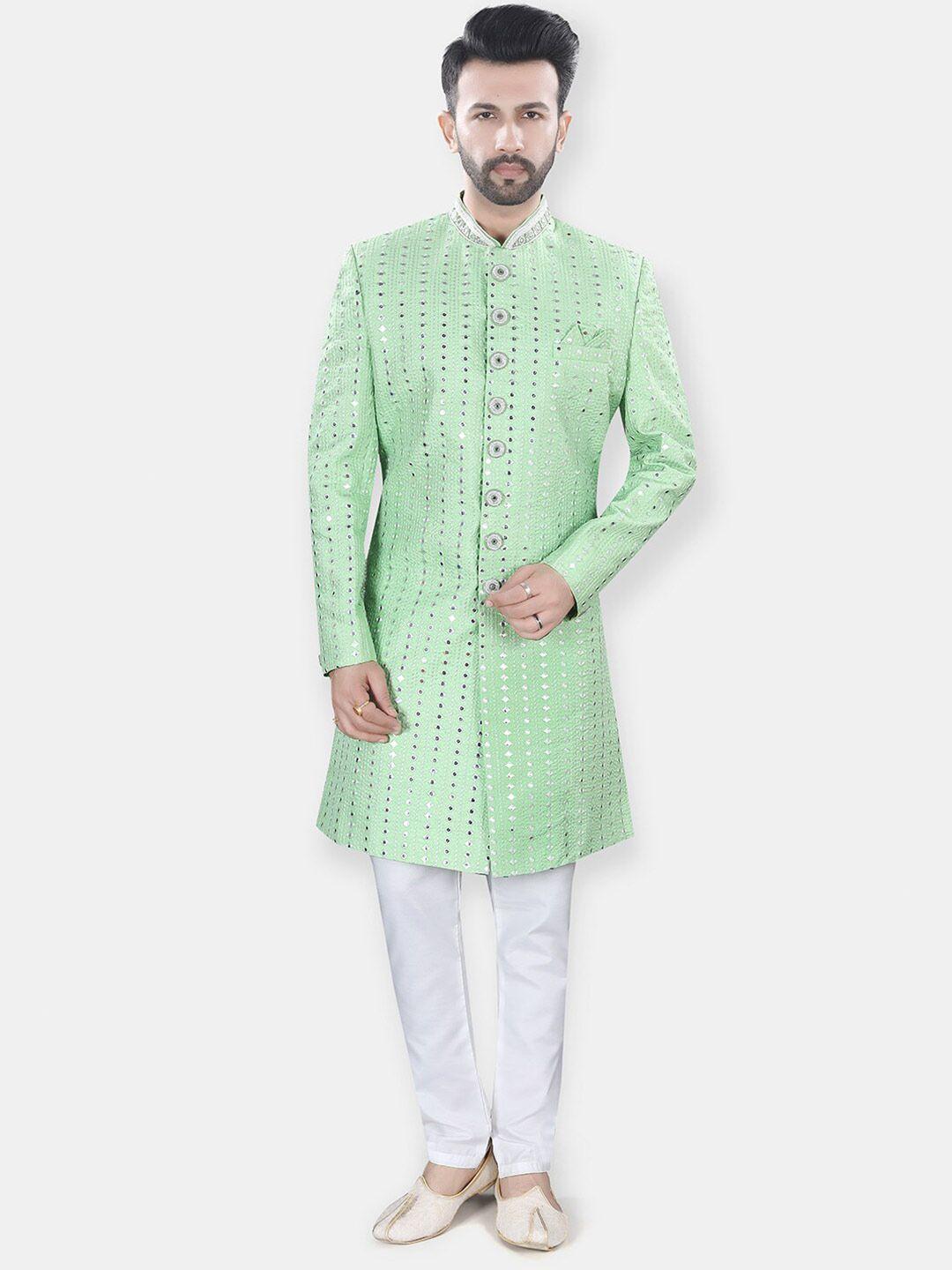 avaeta self design embroidered sherwani set