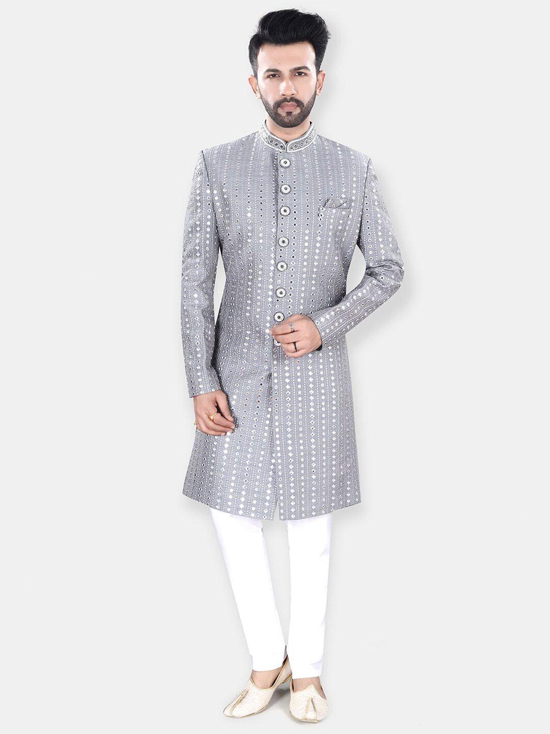 avaeta mirror work self-design sherwani set