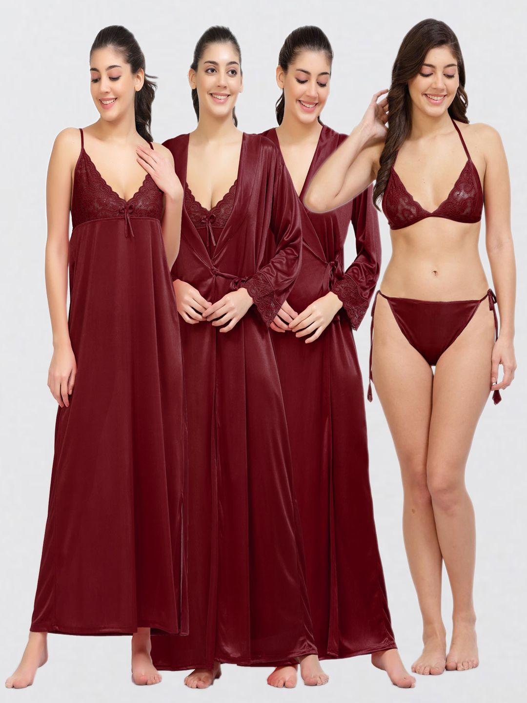 night keys maroon maxi nightdress