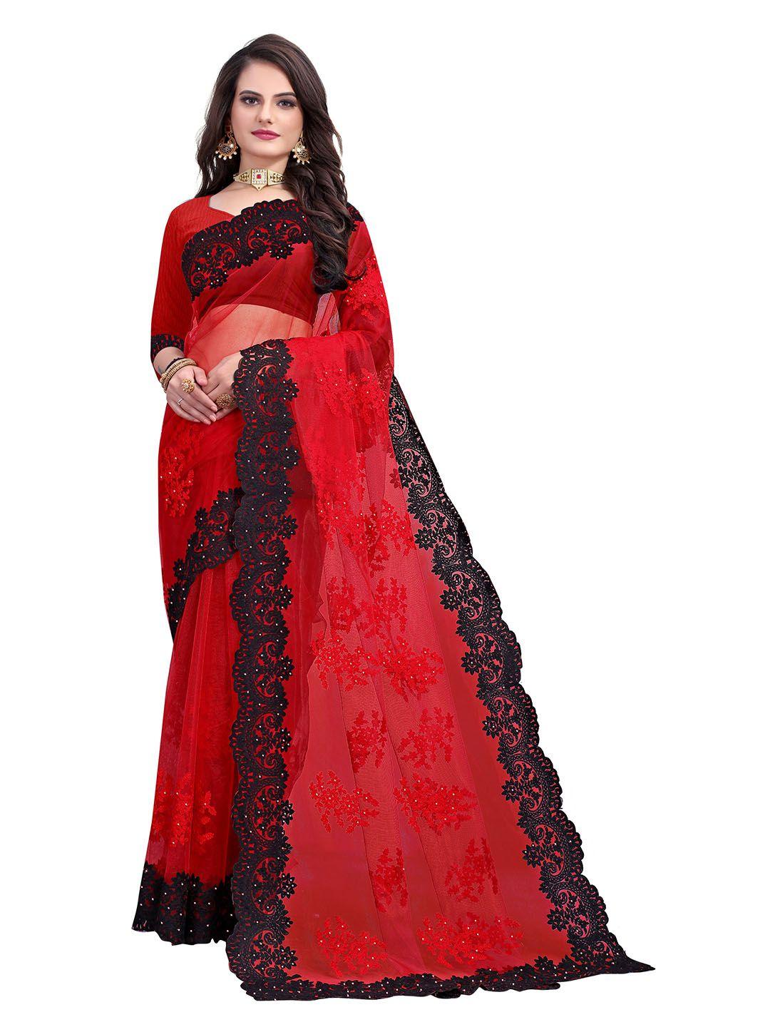 manvaa embellished embroidered net banarasi saree