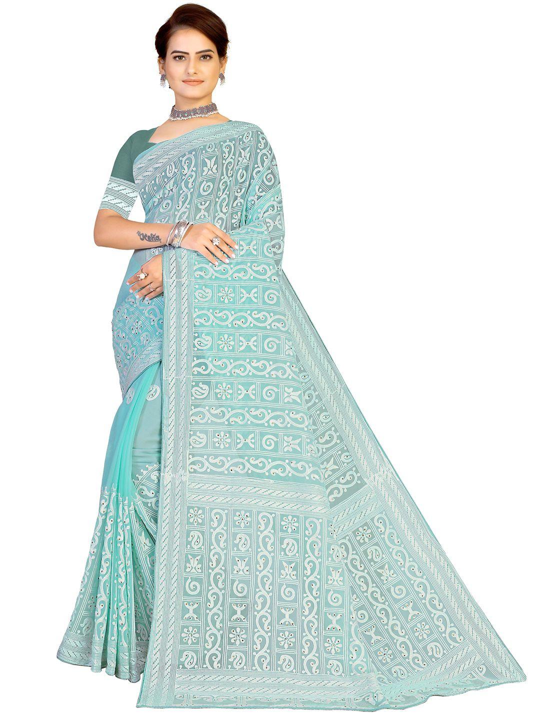 manvaa paisley embroidered georgette saree