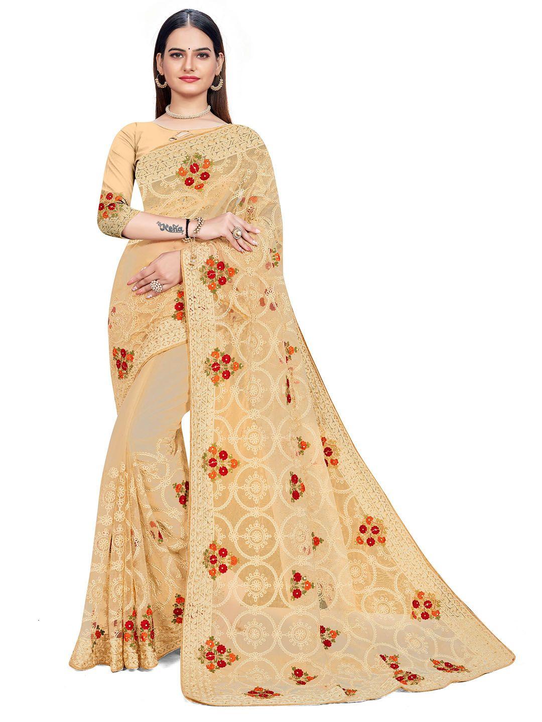 manvaa ethnic motifs embroidered net saree