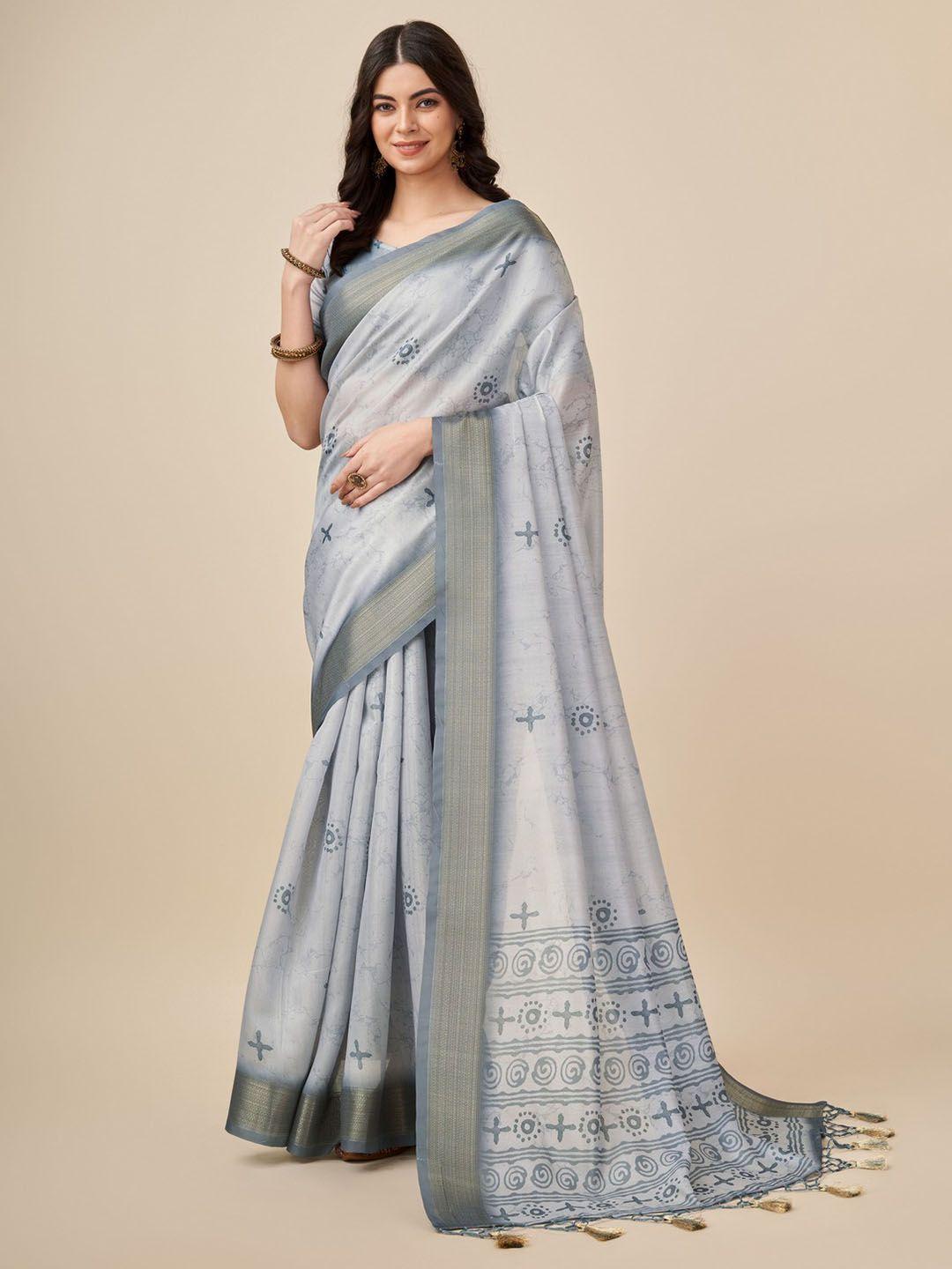 mitera abstract printed zari saree