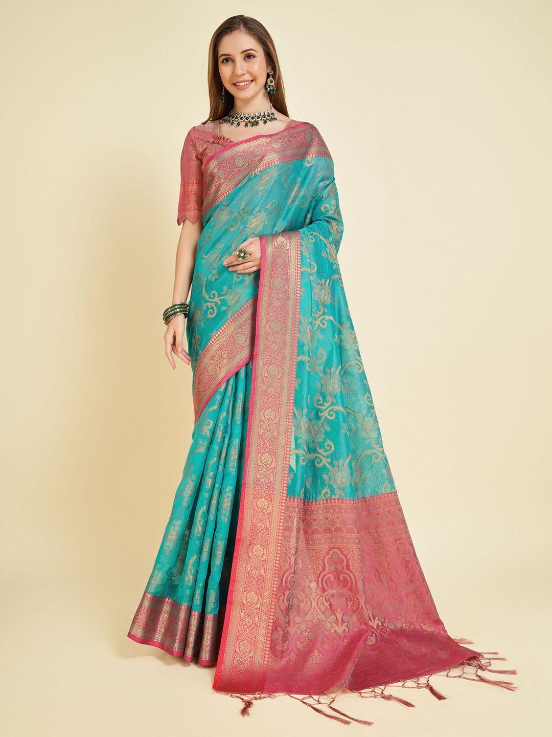 mitera ethnic motifs zari organza saree