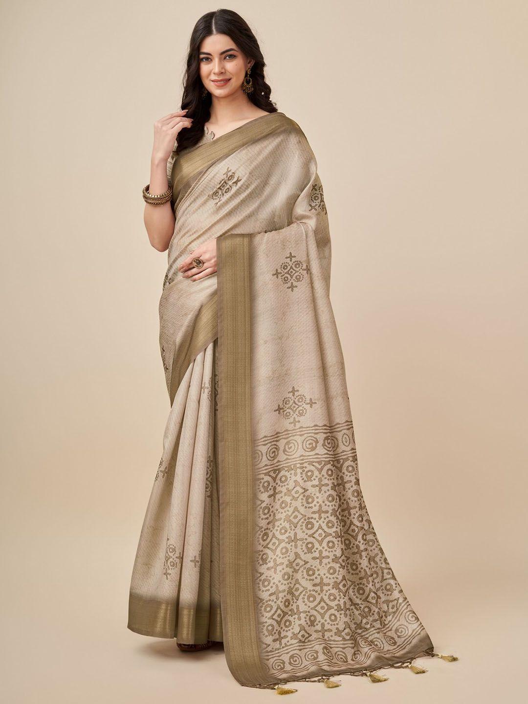 mitera floral zari silk blend saree