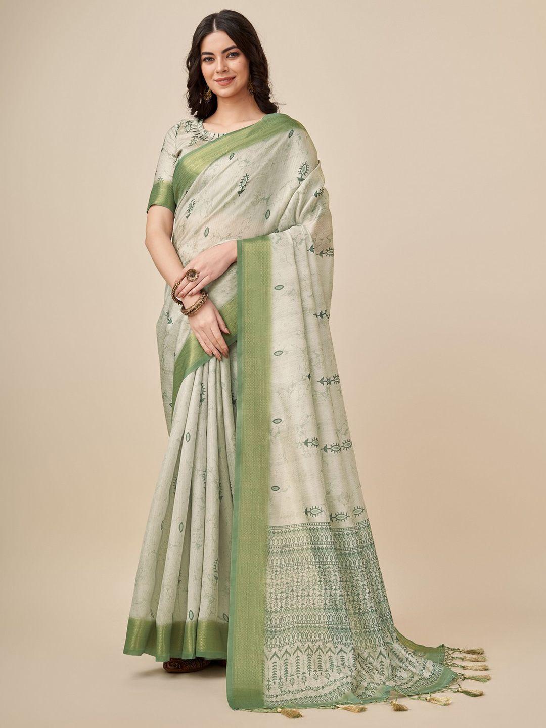 mitera floral printed zari saree