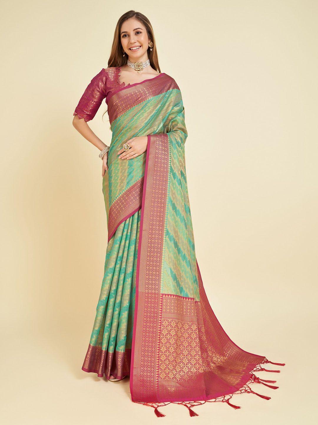 mitera woven design zari organza saree