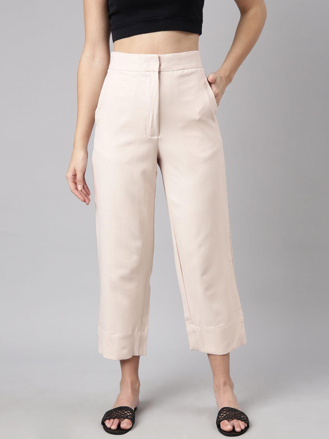 showoff mid-rise cotton comfort straight fit trousers