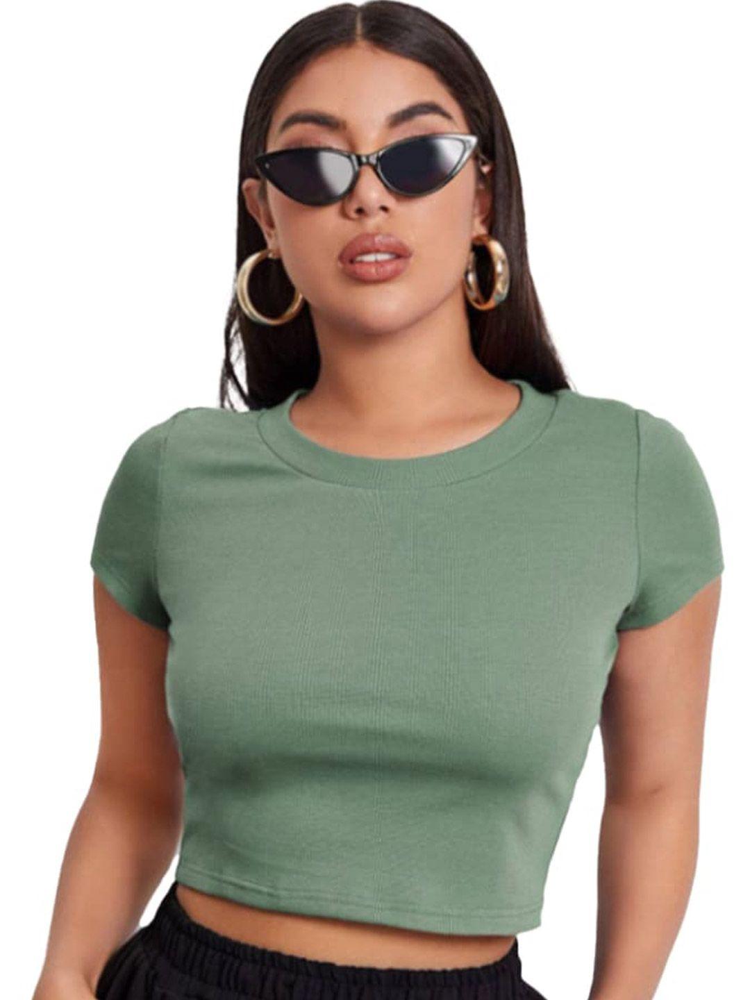 baesd round neck short sleeves crop top