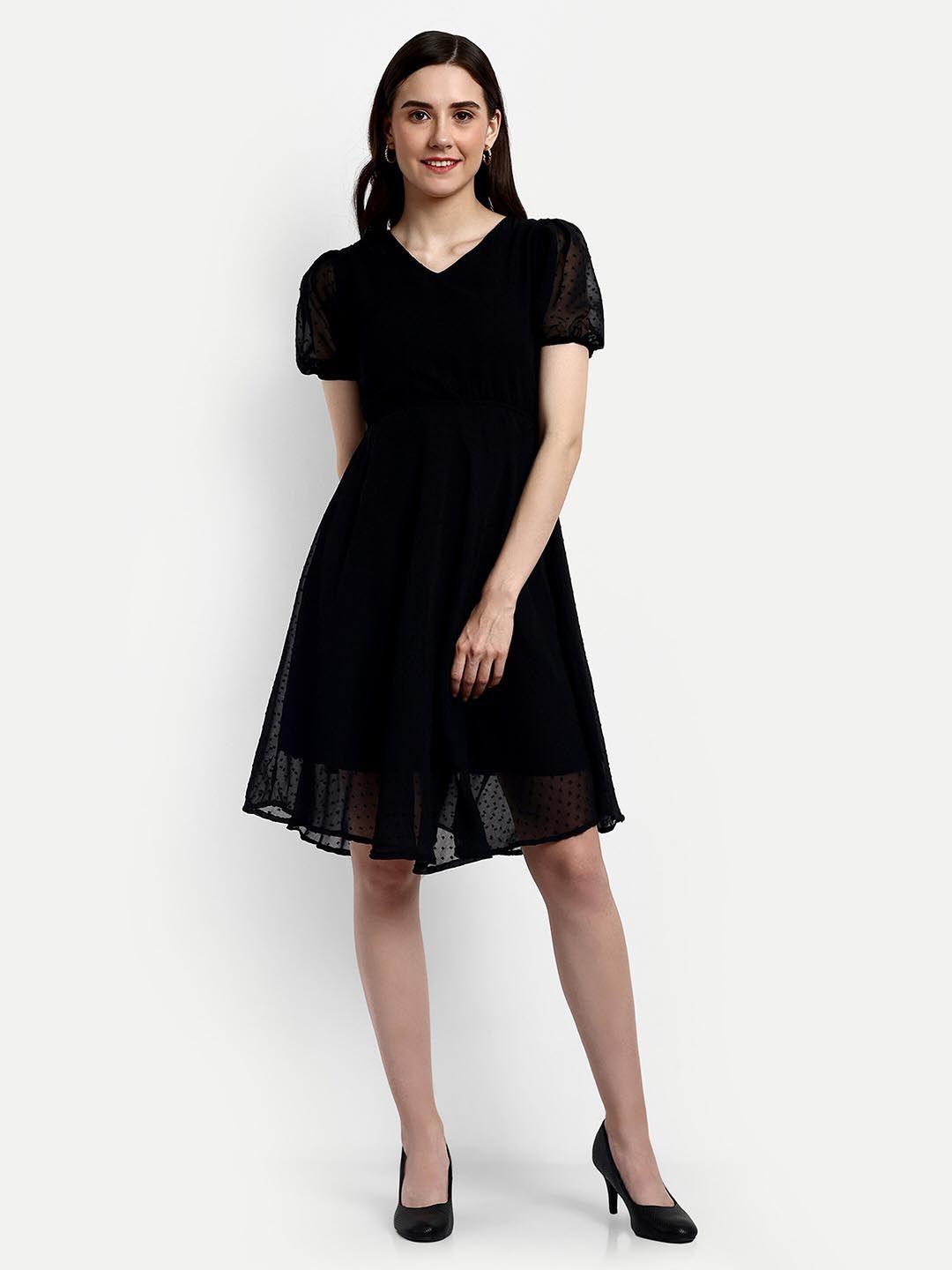 fery london v-neck georgette a-line dress