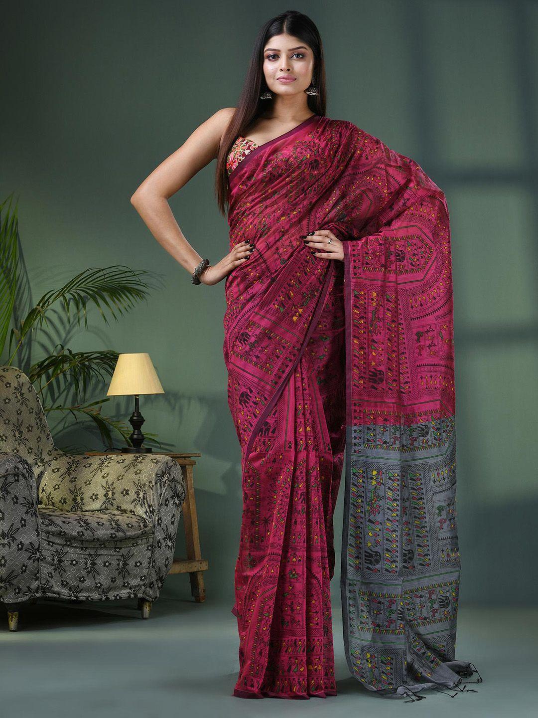 angoshobha warli printed saree