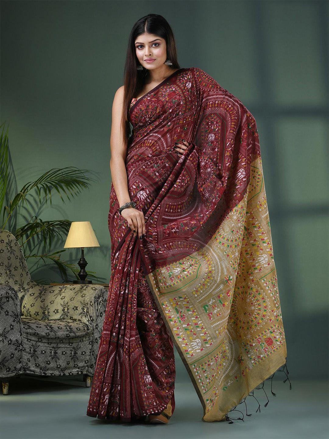 angoshobha warli printed saree