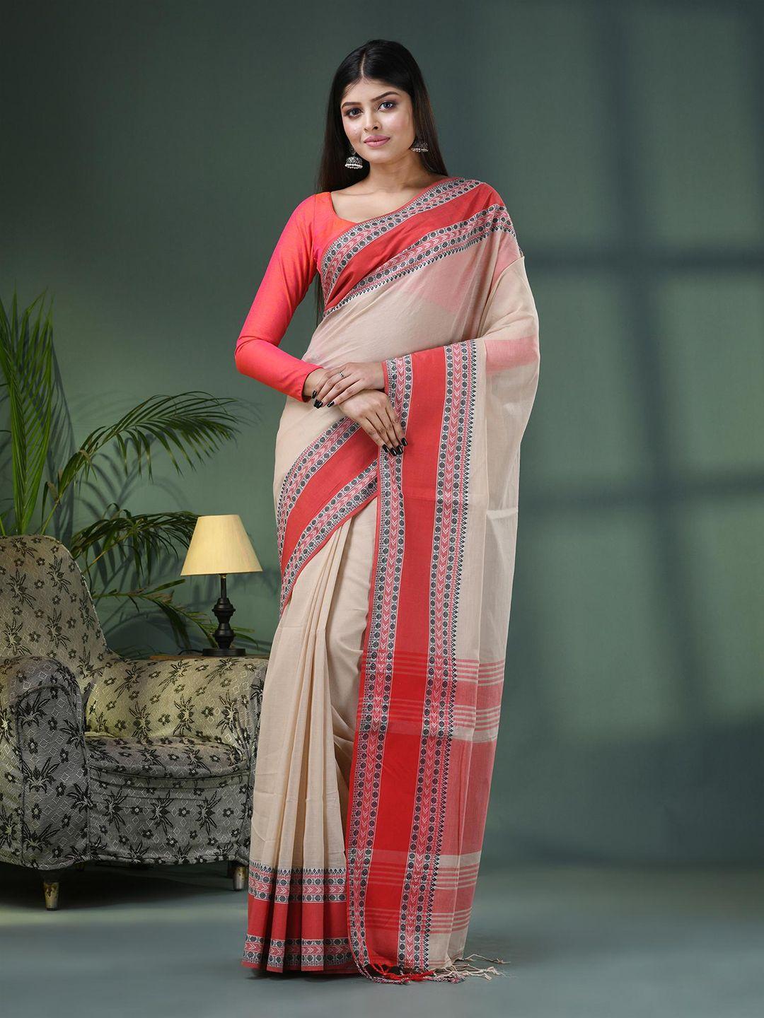 angoshobha woven design pure cotton handloom saree