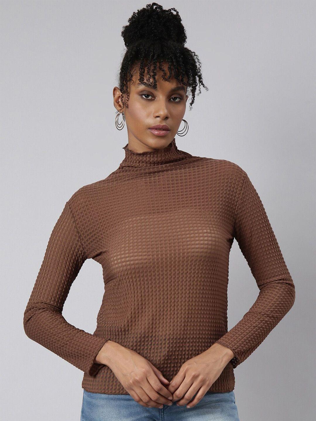 showoff high neck long sleeves striped top