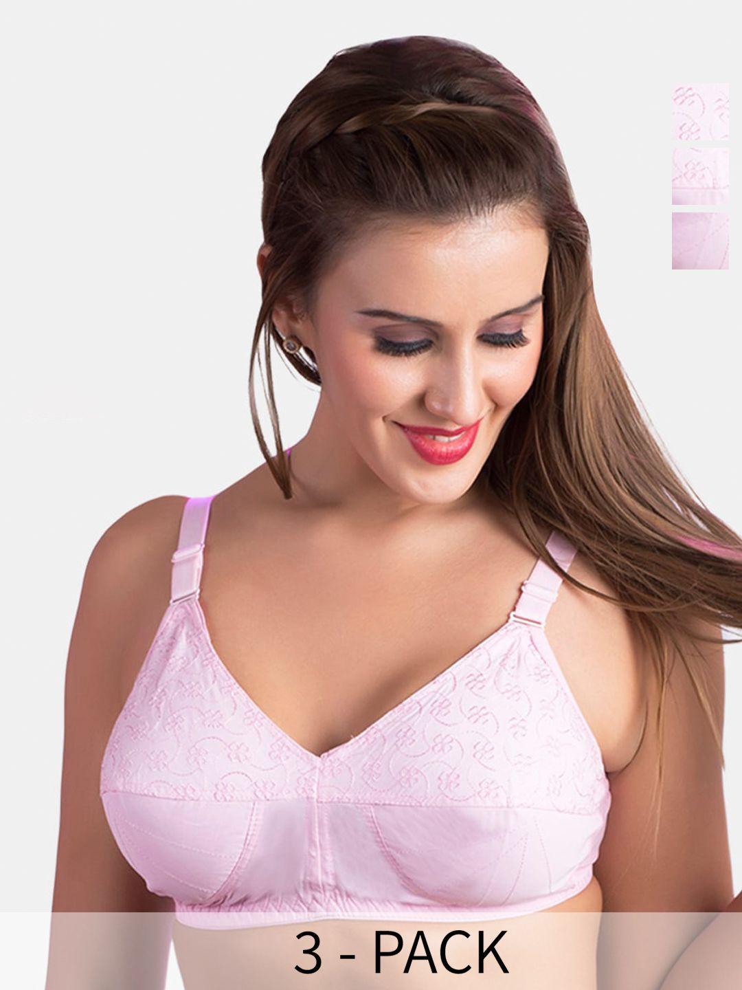 rajnie pack of 3 full coverage all day comfort cotton minimizer bras