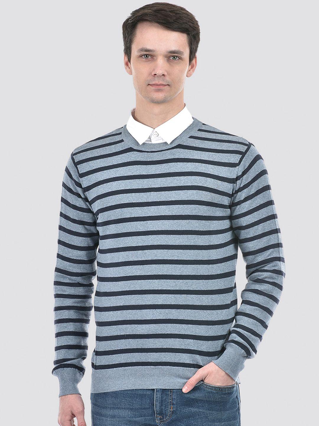 portobello striped round neck long sleeves cotton pullover sweater