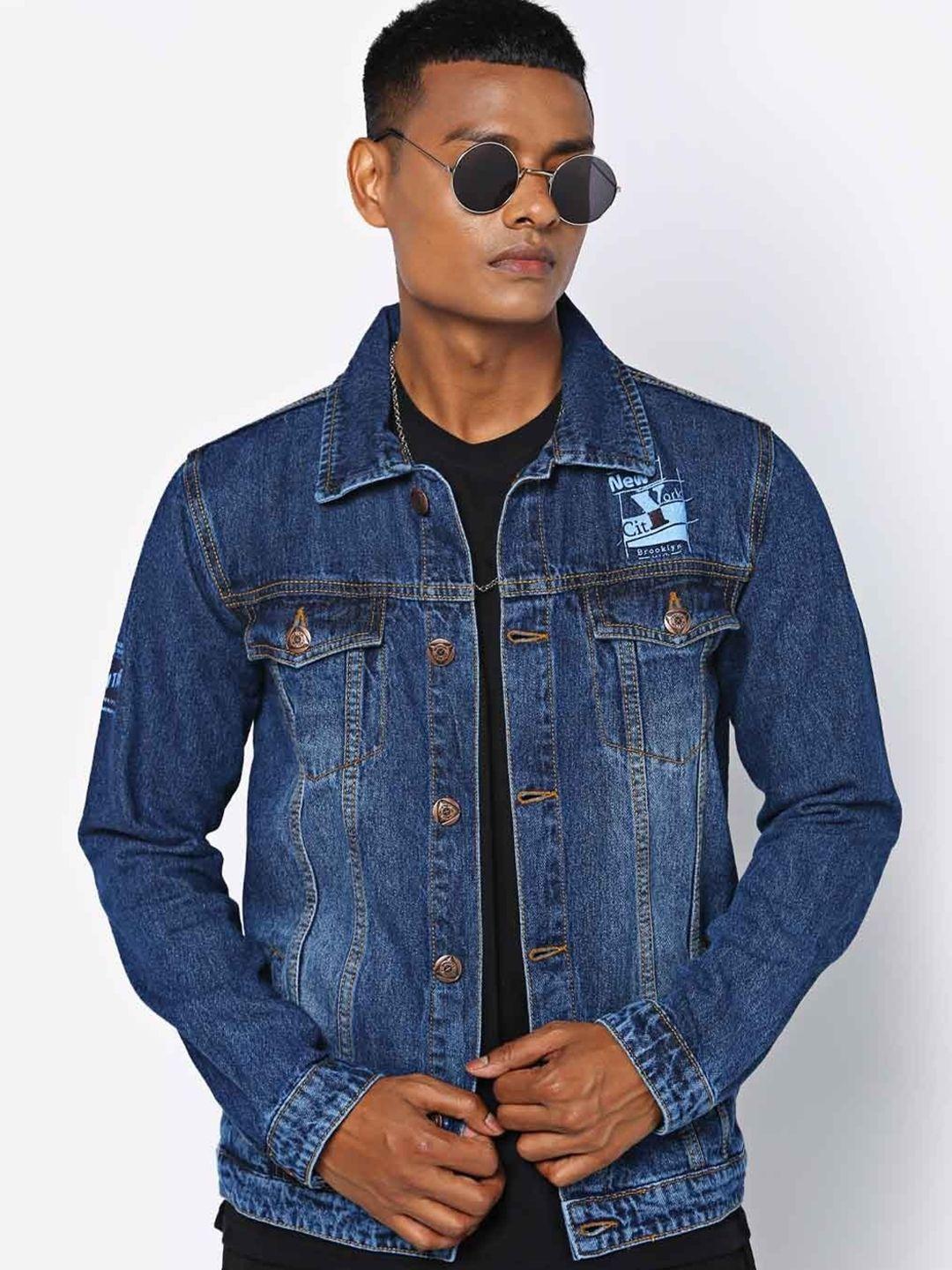 high star spread collar long sleeves denim jacket