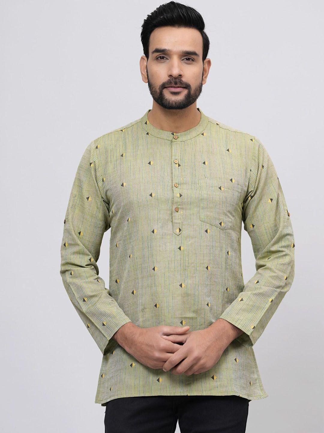 baesd ethnic motifs woven design band collar straight kurta