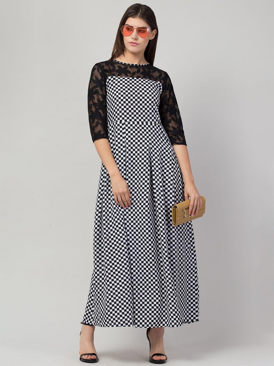 addicted attire geometric printed round neck maxi dress