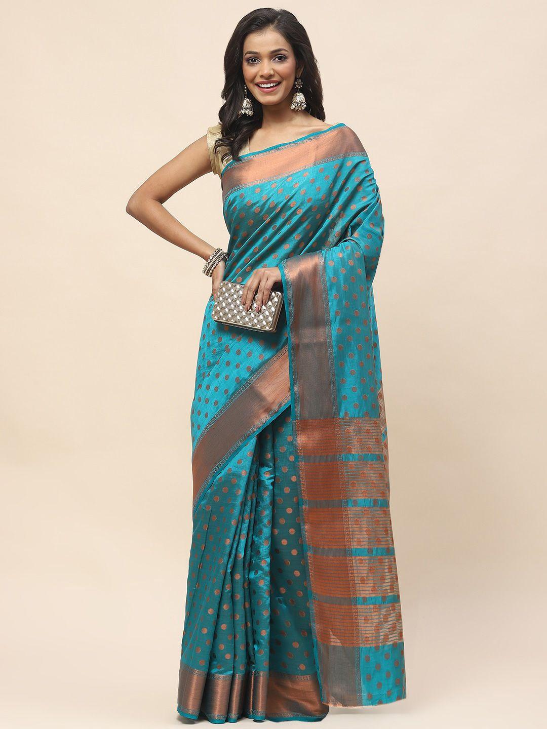 meena bazaar polka dots woven design zari  saree